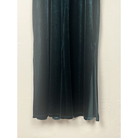 Vintage Forest Green Velvet Maxi Dress & Jacket Beaded Y2K Shoulder Pads USA 12 - Picture 13 of 16